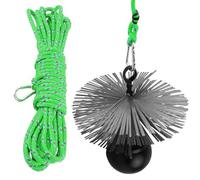 BAUSTER® Balai de cheminée - Poids de traction - Corde flexible - Balai de suie - Brosse de nettoyage - 10 m - Poids de la traction : 2,5 kg - Balai de cheminée : 200 mm