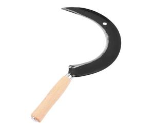 Bauster® Faucille de qualité supérieure - Sickle pointu - 35 cm - Petite faucheuse - Coupe-herbe - Manche en bois - Faucille forgée pour tondre l'herbe et l'entretien du jardin