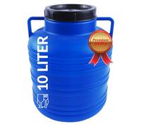 BAUSTER® Fût en plastique à col large de 10 l, fût en plastique haute densité avec couvercle, couvercle polyvalent, fût à eau universel, pour miel et autres substances liquides et en vrac