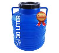 BAUSTER® Fût en plastique haute densité de 30 l, avec couvercle, couvercle multifonction, pour miel et autres substances liquides et en vrac