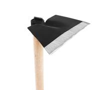 Bauster Hache de jardin avec dents - Hachette rectangulaire forgée (noir) avec manche en bois de 110 cm (longueur totale 115 cm) - Pour desserrer le sol, aérer et enlever les mauvaises herbes