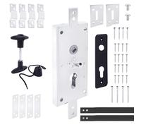 BAUSTER Kit complet de serrure de porte de garage - Serrure à larder verticale avec barres de verrouillage - Galvanisé et résistant aux intempéries - Pour porte basculante et porte sectionnelle