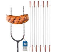 BAUSTER® Lot de 10 fourchettes à barbecue - Avec manche en bois et acier noir - 100 cm - Pour saucisses, pain bâton, guimauves