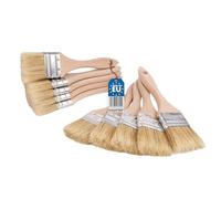 BAUSTER® Lot de 10 pinceaux plats de 50 mm avec manche en bois - Toutes les tailles - Pinceaux de décapage - Peinture acrylique - Poils résistants à la déchirure - Lavables - Accessoires universels