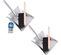 BAUSTER® Lot de 2 balais avec pelle à balayette et pelle en métal galvanisé