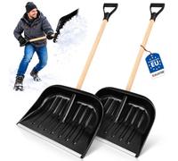 BAUSTER Lot de 2 pelles à neige en plastique avec manche en bois - Pour petites et grandes quantités de neige - Robuste - Pour la maison - De qualité supérieure - Dégagement rapide de la neige
