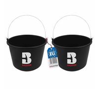 BAUSTER® Lot de 2 seaux de chantier en plastique de 20 l - Idéal pour les travaux de rénovation et de construction - En plastique - Noir