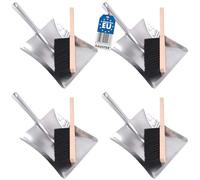 BAUSTER® Lot de 4 balais avec pelle à balayette et pelle en métal galvanisé