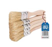 BAUSTER® Lot de 5 pinceaux plats de 25 mm avec manche en bois - Toutes les tailles - Pour peinture acrylique - Poils résistants à la déchirure - Lavables - Accessoires universels pour travaux de