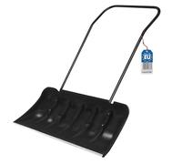 BAUSTER® Pelle à neige de 82 cm avec roues et poignée ergonomique - Avec bord profilé en aluminium - Manche en métal - Lame en plastique - Pelle à neige rectangulaire robuste - Bord en aluminium