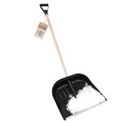 BAUSTER® Pelle à neige en plastique avec manche en bois - Pour petites et grandes quantités de neige - Robuste - Pour la maison - De qualité supérieure - Déneigement rapide