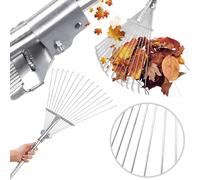 BAUSTER® Râteau à feuilles robuste extensible jusqu'à 48 cm de large et jusqu'à 148 cm de long - Balai à feuilles avec 15 dents - Râteau à feuilles