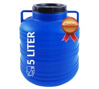 BAUSTER Récipient en plastique avec couvercle à visser - 5 l - Qualité alimentaire, stable, polyvalent pour liquides, aliments, choucroute, silage, jardin, camping