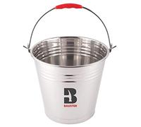 BAUSTER Seau en acier inoxydable avec anse - Seau sans couvercle - Qualité alimentaire et hygiénique - Pour la maison, le jardin, la cuisine, l'atelier - 5 l, 7 l, 8 l, 10 l, 12 l, 14 l, 16 l (14 l)