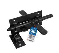 BAUSTER® Verrou de porte double face 150 mm - Verrou en acier lourd noir - Verrou de portail pour clôture de jardin, porte, écurie, entrepôt - Résistant aux intempéries et robuste