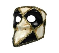 Bauta scacchi bianco nero - Masque vénitien - Échiquier noir et blanc - Traditionnellement fait à la main - Carnevale di Venezia
