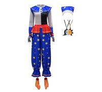 Bauxhie Costume de clown pour femme Sundrop et Moon Drop avec collier, motif de clown, dessin animé, pour cosplay, Halloween, bleu, taille L