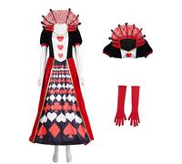 Bauxhie Costume de cosplay Queen of Hearts pour femme - Robe reine rouge avec gants - Costume d'Halloween (rouge, XXL)