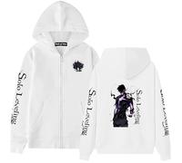 Bauxhie Solo Leveling Merch Sung Jin Woo Sweat à capuche zippé unisexe, Blanc., L