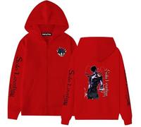 Bauxhie Solo Leveling Merch Sung Jin Woo Sweat à capuche zippé unisexe, rouge, M