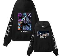 Bauxhie Solo Leveling Sweat à capuche pour femme et homme Sung Jin Woo Cosplay Pull à manches longues Costume d'Halloween, Noir , M