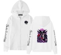 Bauxhie Solo Leveling Sweat à capuche pour homme et femme Sung Jin Woo Cosplay Veste avec fermeture éclair, Blanc., S