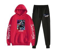 Bauxhie Solo Leveling Sweat à capuche Sung Jin Woo Cosplay Sweat-shirt Pantalon de survêtement pour homme et femme, rouge, 3XL