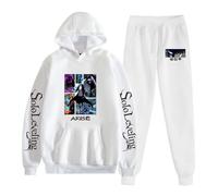 Bauxhie Solo Leveling Sweat à capuche Sung Jin Woo Cosplay Sweat-shirt Pantalon de survêtement pour homme et femme, Blanc., 3XL