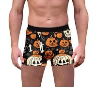 Bauzuoyo Boxer d'Halloween pour homme - Imprimé tête de mort amusant - Motif d'Halloween - Taille élastique - Short doux - Confortable - Respirant - Sous-vêtements pour homme - Short rétro, Noir , 3XL