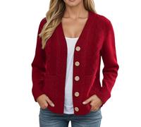 Bauzuoyo Cardigan en tricot pour femme - Col en V - Boutonnière - Open Front - Élégant - Décontracté - Manches longues - Décontracté - En maille fine - Avec motif torsadé