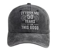 Bauzuoyo Casquette de Baseball Homme Vintage Coton Brodé Casquette de Baseball It Took Me 70 Years to Look This Good Hat pour Hommes Rétro Personnalité Casquette Cool et Inhabituelle, Noir , taille