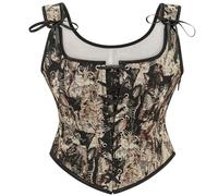 Bauzuoyo Corset Renaissance pour femme - Style vintage - Bustier - Corset surpoitrine avec laçage - Imprimé floral sexy - Débardeur ventre nu - Steampunk Gothique Halloween, Noir , M
