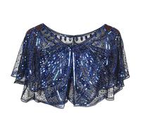 Bauzuoyo Écharpe rétro années 20 à paillettes pour femme - Costume de carnaval en tulle avec paillettes et perles - Cape des années 1920 - Pour soirée, mariée, costume Gatsby - Accessoires de costume,