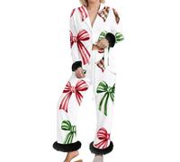 Bauzuoyo Ensemble 2 pièces pour femme - Imprimé amusant - Pyjama long - Col en V - Manches longues - Chemise et pantalon - Ensemble Pyjam 2 pièces - Motif Saint-Valentin - Vêtement de nuit mignon