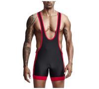 Bauzuoyo Ensembles de lutte pour hommes, soutiens athlétiques slim fit, body de sport une pièce sans manches, maillot de lutte active, combinaison pour poids lourds, hommes, football, short de port