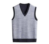 Bauzuoyo Gilet décontracté en tricot pour homme - Pull en laine - Automne - Hiver - Gilet en laine sans manches - Pull d'hiver - Gilet en laine mélangée - Gilet slim fit - Pull en tricot - Débardeur