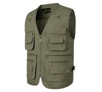 Bauzuoyo Gilet d'extérieur pour homme - Gilet cargo - Gilet de travail - Gilet de pêche fin - Avec de nombreuses poches - Veste softshell légère sans manches - Gilet multifonction - Couleur unie -
