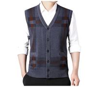 Bauzuoyo Gilet en tricot pour homme - Mélange de laine avec col en V - Slim - Classique - Business - Gentleman - Tricot - Gilet automne hiver, gris, XL