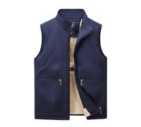 Bauzuoyo Gilet léger sans manches pour homme - Gilet polaire chaud doublé - Gilet d'hiver - Gilet de sport avec col montant - Veste de transition - Veste matelassée - Gilet de travail d'extérieur
