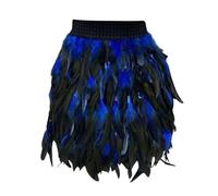 Bauzuoyo Jupe en plumes pour femme - Multicolore - Taille élastique - Mini jupe sexy - Cosplay - Carnaval - Festival - Costume de carnaval - Costume de scène - Robe de bal courte - Robe de bal de Noël