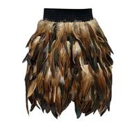 Bauzuoyo Jupe en plumes pour femme - Multicolore - Taille élastique - Mini jupe sexy - Cosplay - Carnaval - Festival - Costume de carnaval - Costume de scène - Robe de bal courte - Robe de bal de Noël