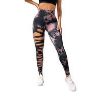 Bauzuoyo Legging skinny pour femme avec découpes découpées, taille haute, contrôle du ventre, pantalon de yoga, pantalon de sport, pantalon de sport, pantalon en tricot doux avec empiècement en maille