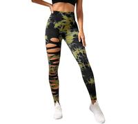 Bauzuoyo Legging skinny pour femme avec découpes découpées, taille haute, contrôle du ventre, pantalon de yoga, pantalon de sport, pantalon de sport, pantalon en tricot doux avec empiècement en maille