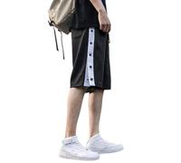 Bauzuoyo Pantalon de jogging court pour homme - Pantalon de rééducation avec boutons - Taille élastique - Avec poches sur le côté - Avec boutonnière latérale - À ouvrir, A1 noir., 3XL