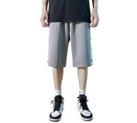 Bauzuoyo Pantalon de jogging court pour homme - Pantalon de rééducation avec boutons - Taille élastique - Avec poches sur le côté - Avec boutonnière latérale - À ouvrir, Gris A2., XXL