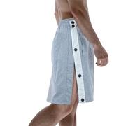 Bauzuoyo Pantalon de jogging court pour homme - Pantalon de rééducation avec boutons - Taille élastique - Avec poches sur le côté - Avec boutonnière latérale - À ouvrir, gris, M