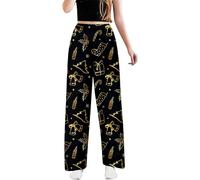 Bauzuoyo Pantalon de pyjama long pour femme - Confortable et doux - Motif amusant - Imprimé - Coloré - Pantalon de loisirs - Pantalon de yoga - Pantalon de survêtement baggy décontracté, Noir4, XXL