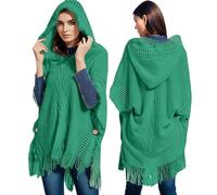 Bauzuoyo Poncho pour femme tricoté chaud et élégant - Cape en tricot - Écharpe d'automne rétro - Cardigan en tricot - Écharpe d'hiver légère - Étole de Noël - Pull d'extérieur, vert, taille unique