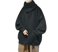 Bauzuoyo Pull à capuche Ninja pour homme - Couleur unie - Style Harajuku - Épais - Y2k - Hip Hop - Double cou - Couleur unie - Doublé en polaire avec capuche - Veste de survêtement surdimensionnée,