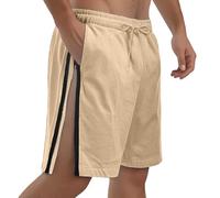 Bauzuoyo Reha Pantalon court pour homme avec fermeture éclair latérale - Short d'été décontracté - Respirant - Pour la plage, le fitness, le jogging, le basket-ball, l'entraînement en plein air, beige